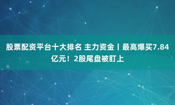 股票配资平台十大排名 主力资金丨最高爆买7.84亿元！2股尾盘被盯上
